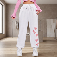 Pantalon de jogging ample en molleton de coton à taille élastique pour femmes grandes tailles, imprimé, style streetwear
