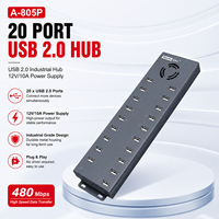 Sipolar A-805P Hub USB 2.0 alimenté 20 ports 120W Hub USB multiport pour la charge et le transfert de données des téléphones mobiles et tablettes