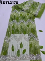 Tissu en dentelle de luxe haut de gamme des Philippines, motif fleurs 3D, tissu en dentelle perlée couleur pêche pour robe de mariée d'Oman, tissu en dentelle perlée