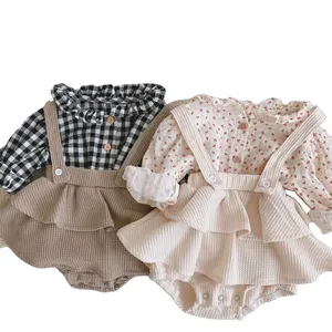 Baju Bayi Perempuan Baru Lahir Emas Set Pakaian Musim Semi Romper Gaun Tutu Bayi Romper Set untuk Anak Perempuan