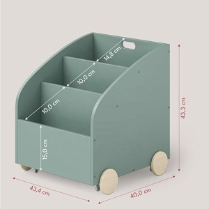 Estantería para niños, estantería para libros y almacenamiento de juguetes, Mini estantería de madera para bebés <span class=keywords><strong>con</strong></span> rueda - Product Image 6