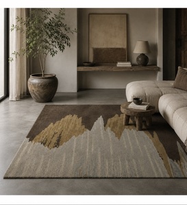Modern Abstract <b>Hand</b> Tufted High Pile 100% Wool Rug Ocean Inspired Design Washable Non-Slip Extra Thick Nylon Backing Prayer Use - Product Image 2