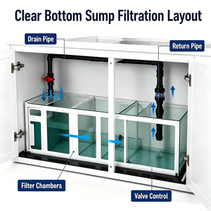 Grande <span class=keywords><strong>Acquario</strong></span> Rettangolare in Vetro per Acqua Salata, Vasca per Pesci Marini e Barriera Corallina con Mobile Ecologico e Sump per Ristoranti - Product Image 4