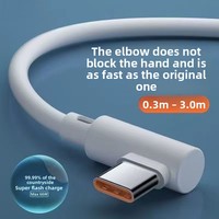 Câble USB Type-C coudé de 3 mètres, 10A, charge ultra-rapide, en tressé, compatible avec téléphones portables, PC, claviers, kit noir