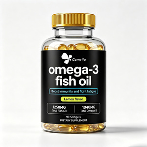 MOQ 100 pièces, logo personnalisé, huile de poisson oméga-3 1250 mg, gélules molles, 90 unités, saveur citron, complément alimentaire, renforce l'immunité, naturel - Product Image 1