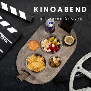 Caja de Aperitivos Ecológica de Bambú Natural, Apta para Microondas y Lavavajillas, con Tapa Magnética y 4 Tazones de Vidrio para Bebidas en el Sofá o Bar - Product Image 3