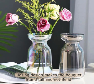 Venta al por mayor nórdicos minimalista moderno soplado a mano Floral decorativo Grey ámbar Aurora hidropónico <span class=keywords><strong>de</strong></span> <span class=keywords><strong>vidrio</strong></span> <span class=keywords><strong>reciclado</strong></span> cubierta jarrones en a granel - Product Image 5