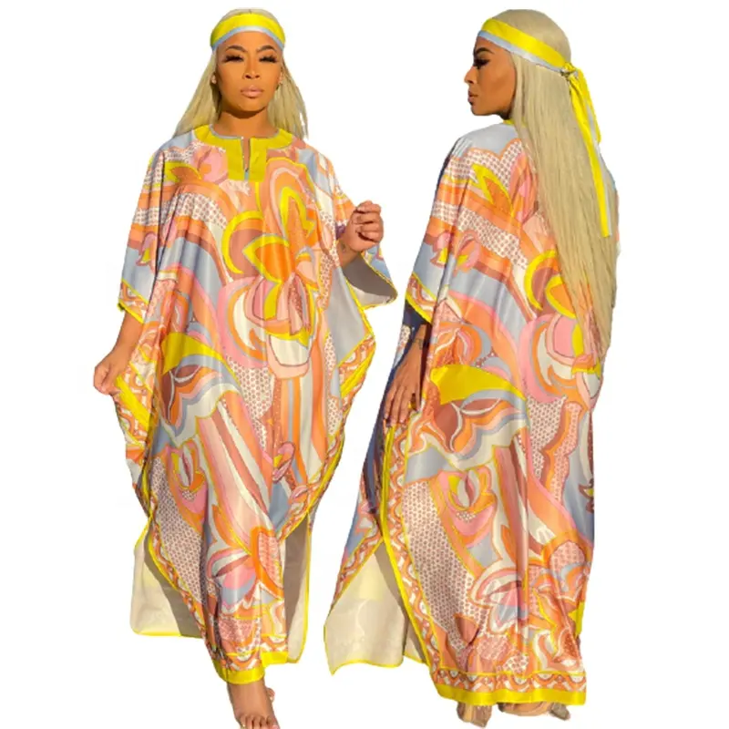 J&H fashion 2022 New Arrivals Caftan Marocain Floral Print Butterfly Sleeve Long Loose Islamic Clothing Abaya Muslim Dresses
