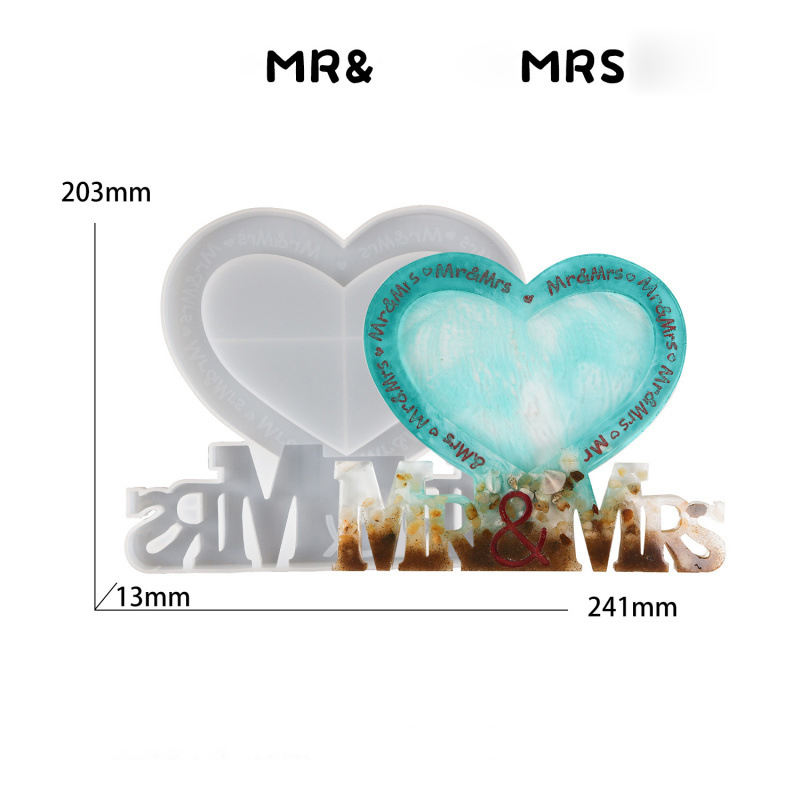 แม่พิมพ์รูปหัวใจ MR &amp; MRS สีขาว B