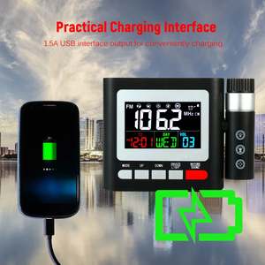 Nouvelle horloge de table de bureau numérique multifonctionnelle avec projection, radio FM électronique, touches tactiles, affichage de la température et de l'humidité, date, fonction snooze - Product Image 6