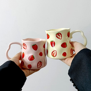 Mug en céramique créatif et simple, façonné à la main, pour petit-déjeuner, style <span class=keywords><strong>grand</strong></span>-<span class=keywords><strong>mère</strong></span>, <span class=keywords><strong>tasse</strong></span> à <span class=keywords><strong>café</strong></span> exquise pour couple - Product Image 2