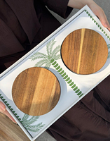 Boîtes cadeaux de luxe en bois pour chocolats et dattes, avec double pot en verre rond, pour mariage et Eid Mubarak