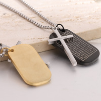 Collier pendentif croix militaire rétro en acier titane doré, style européen et américain, design tendance Joker, bijoux de rue pour enfants