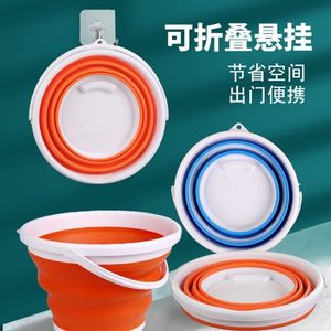 Cubo Plegable Portátil con Tapa de Silicona y Plástico, Multifuncional para Exteriores, Lavado de Autos, Pesca, Viajes y Uso Doméstico - Product Image 1