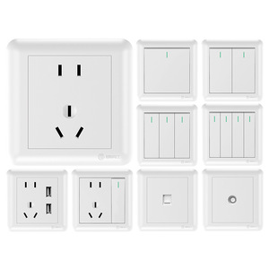 D10 Large White Wall <b>Socket</b> Panel 5 Outlets <b>With</b> <b>Usb</b> Port Standard Grounding PC Material For Home Use - Product Image 2