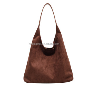 Nouveau sac fourre-tout compact décontracté en daim avec fermeture éclair, sac à main rétro polyvalent en velours, imperméable, pour femme, idéal pour le travail - Product Image 2