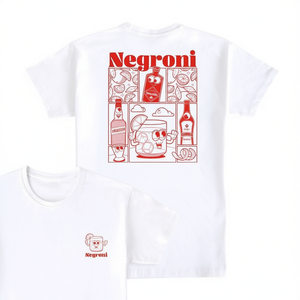 Negroni T-Shirt White Red <b>Print</b> <b>Cocktail</b> Design Unisex Adult Size - Product Image 2
