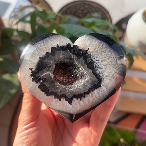 1pc Nature Quality Black Agate Geode Heart Cluster ,polished Black Agate Quartz,Boho Style for for Home Decoration and Gift - Product Image 4