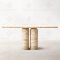 Meubles d'entrée pour la décoration intérieure Couloir haut étroit Table console d'entrée vintage en travertin beige avec base solide