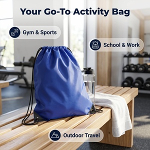 Mochila deportiva impermeable con asa para el hombro, bolsillo frontal con cremallera, bolsa de gimnasio reutilizable, bolsa de entrenamiento ligera, grande, para exteriores - Product Image 2