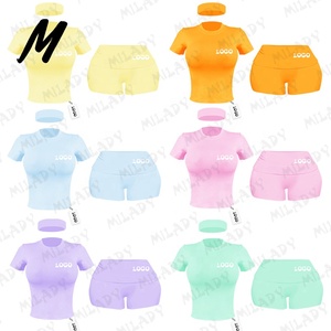 Abbigliamento Estivo <span class=keywords><strong>Donna</strong></span> 2025: Completo Loungewear in Cotone a Maniche Corte e Pantaloncini - Set 2 Pezzi Elegante, Tinta Unita, Sexy e Carino (Vendita all'Ingrosso) - Product Image 5