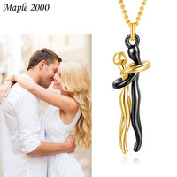 Collier classique pour couple, cadeau de la Saint-Valentin, collier créatif avec pendentif de couple qui s'embrasse, cadeau pour les amoureux