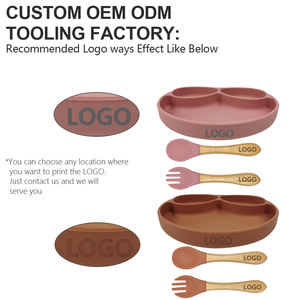 Plats en silicone Plato <span class=keywords><strong>Bebe</strong></span> pour bébé, vaisselle de sevrage en silicone pour nouveau-né, ensemble pour nourrir les enfants, couverts en silicone - Product Image 3