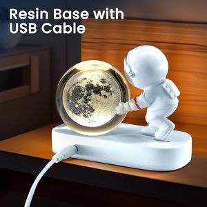 Luz nocturna de bola de cristal de galaxia 3D con astronauta, lámpara de Decoración de mesa para dormitorio, sala de estar, Base de resina, alimentado por USB, regalo - Product Image 5