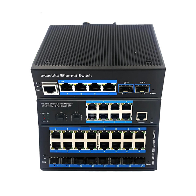 Ethernet Switch Industrial Managed Gigabit 6/10/24 Port SFP Fiber Optic Switch Managed POE Switch Board VLAN WEB