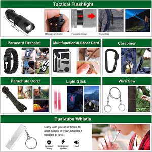 Kit de survie, trousse de premiers soins d'urgence, équipement de sauvetage pour le camping en plein air, ensemble de survie léger, portable et multifonctionnel - Product Image 4