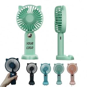 Ventilateur de bureau USB mini portatif silencieux à affichage numérique avec logo personnalisé, forte puissance de ventilation, rechargeable, idéal pour les cadeaux d'extérieur - Product Image 1