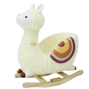 Alpaga blanc Animal en peluche à <span class=keywords><strong>bascule</strong></span> jouets cheval d'équitation en bois enfants cheval à <span class=keywords><strong>bascule</strong></span> - Product Image 2