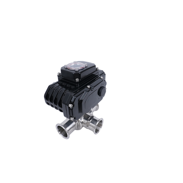 HELI Brand Electric Motorized Actuator with IP67 HL Quarter-turn Three-Way Stainless Steel Ball Valve for Water Oil Nitrous