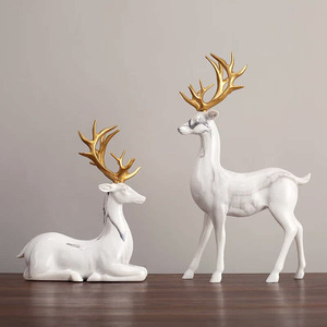 Figuras de pareja de ciervos de estilo nórdico, decoraciones de resina para mesa, para sala de estar, entrada, mueble de TV, mueble para vino - Product Image 2