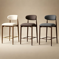 Prix direct usine Tabouret de bar et de comptoir en bois et tissu, sans accoudoirs, à pieds longs, pour chambres et petits balcons