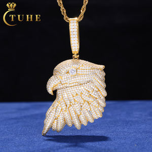 Pendentifs de mode, breloques en argent sterling 925, diamant moissanite VVS, pendentif aigle <span class=keywords><strong>blanc</strong></span> américain étincelant pour <span class=keywords><strong>rappeur</strong></span> homme - Product Image 1