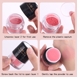Poudre de fard à joues de maquillage pour le visage de poche rose imperméable de longue durée pigmentée en gros avec miroir bouffant - Product Image 3