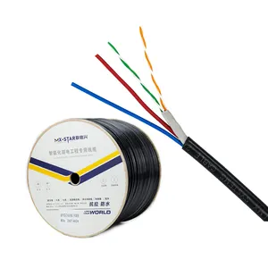 Manufactured Factory Price Aluminum CCA 24AWG Outdoor Cat5e 4 Core With Power Cable Power Supply