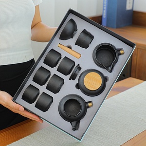 Nouveau produit : Ensemble de 10 pièces de théières en grès chinois, services de salon, ensembles de tasses à thé en porcelaine avec boîte à thé - Product Image 3