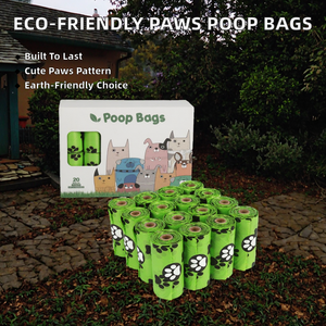 Sacs à déjections canines écologiques en plastique PE imprimés avec des pattes pour l'élimination des excréments d'animaux - Product Image 2