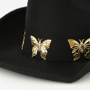 Men's Women's Retro Western Cowboy <b>Hat</b> Vintage Felt Printed Butterfly Personalized Party Jazz Cowboy <b>Hats</b> - Product Image 3