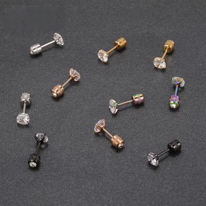 Double-Sided Zircon Screw <b>Back</b> Stud <b>Earrings</b> | 0.8mm Thin Rod |18K Gold-Plated Zircon Centerpiece | Hypoallergenic Jewelry - Product Image 2
