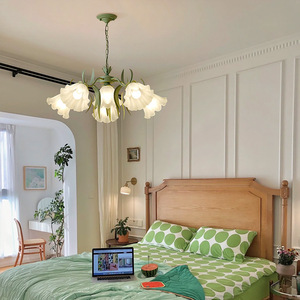 Lily Valley Flower Chandelier American Country Retro Style Living Room Pendant <b>Light</b> Internet Famous <b>Dining</b> Bedroom Lamp French - Product Image 1