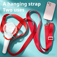 Lanière réglable double usage couleur unie avec double mousqueton pour bâton lumineux Kpop et sangle anti-perte pour téléphone portable