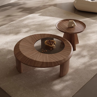 Ensemble de tables basses en bois au design simple, ensemble de tables basses modernes populaires pour le salon, ensemble de tables basses rondes haut de gamme de luxe léger