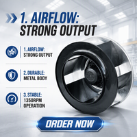 Everflow AC-Serie FLW Rückwärtsgekrümmter Radialventilator mit Aluminiumlegierungsflügeln 220V 1350RPM XH310FLW4 110W IP44 Kugellager OEM