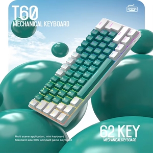 Free Wolf T60 Keyboard mekanis, warna cocok dengan Game Notebook kantor komputer 62 tombol Keyboard Mini - Product Image 4