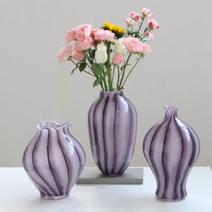 RYLAVA Juego <span class=keywords><strong>de</strong></span> <span class=keywords><strong>Jarrones</strong></span> <span class=keywords><strong>de</strong></span> Vidrio Elegantes <span class=keywords><strong>con</strong></span> Rayas Púrpuras, Jarrón Moderno Hecho a Mano para Arreglos Florales, Decoración para el Hogar, Sala <span class=keywords><strong>de</strong></span> Estar, Bodas - Product Image 6