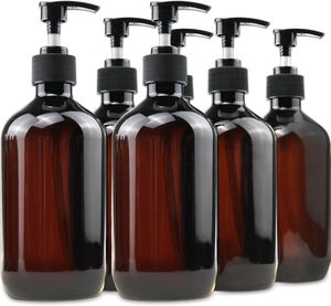 Bouteilles de gel douche et shampoing en plastique vides de 300 ml et 500 ml, noires, rechargeables, avec pompe à lotion, distributeur de savon - Product Image 1