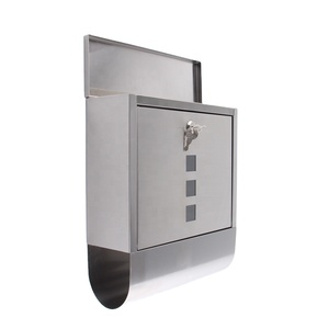 Boîte aux lettres murale en acier inoxydable, serrure avec clés, compartiment à journaux inclus, fenêtre de visualisation facile à assembler - Product Image 2
